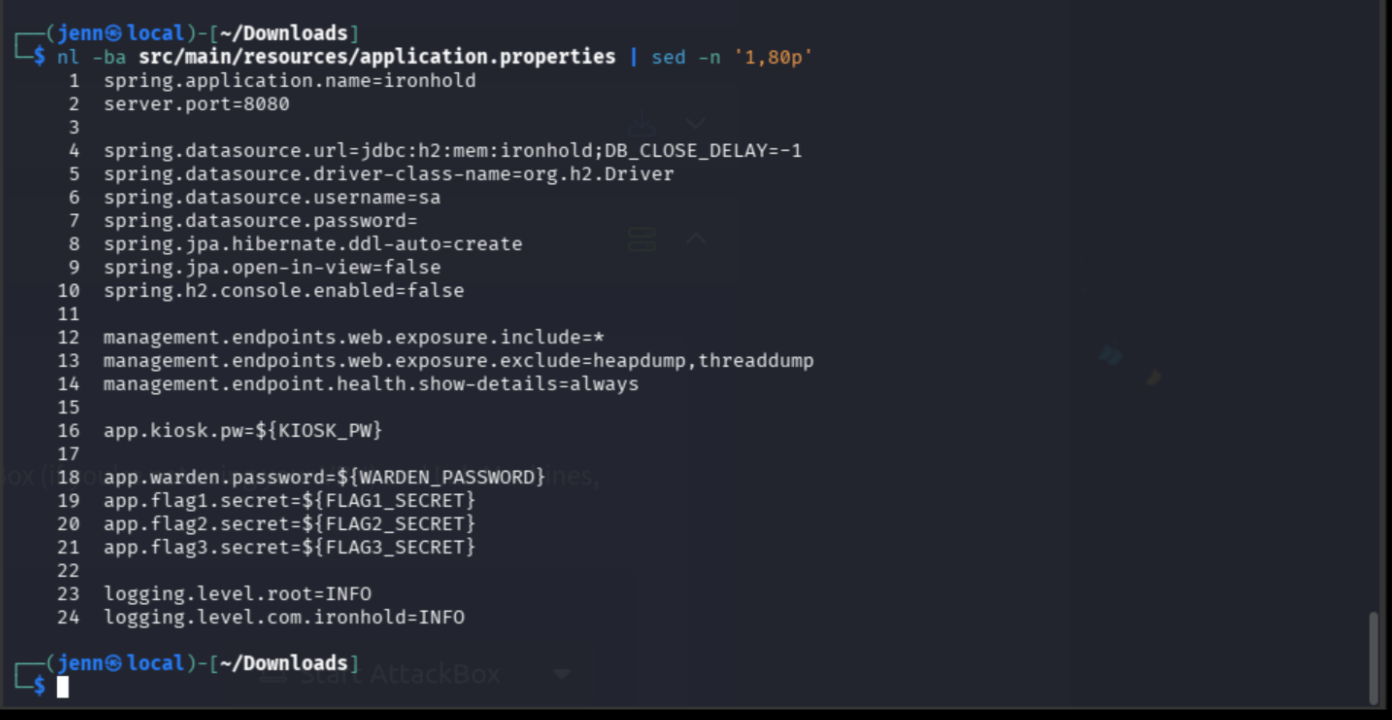 application.properties showing warden password bound to WARDEN_PASSWORD env var